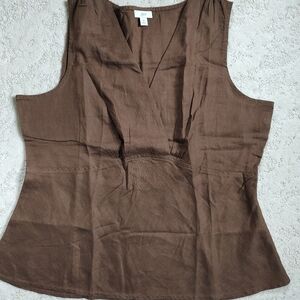 J. Jill Brown Tank Top 100% linen Size 16